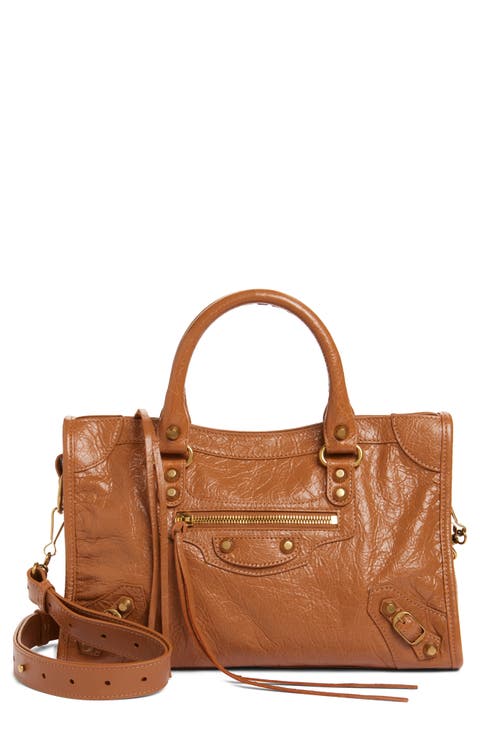 Small Le City Crinkle Leather Satchel