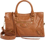 Balenciaga Small Le City Crinkle Leather Satchel