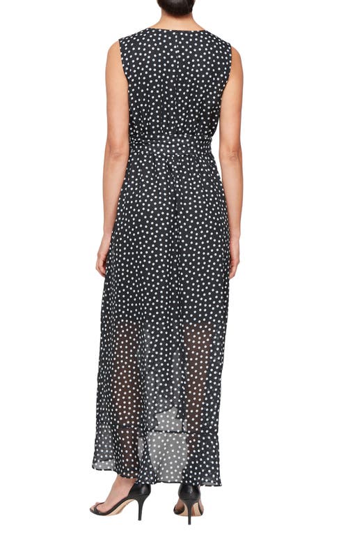 Sl Fashions Dot A-line Maxi Dress In Black White