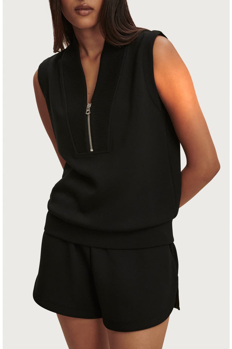 Beau Sleeveless Half Zip Top, Main, color, BLACK