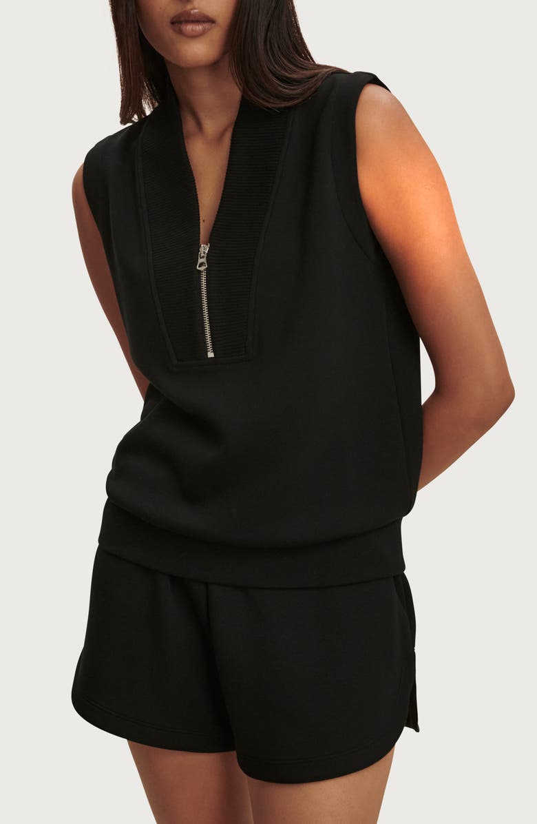 Varley Beau Sleeveless Half Zip Top, Main, color, Black