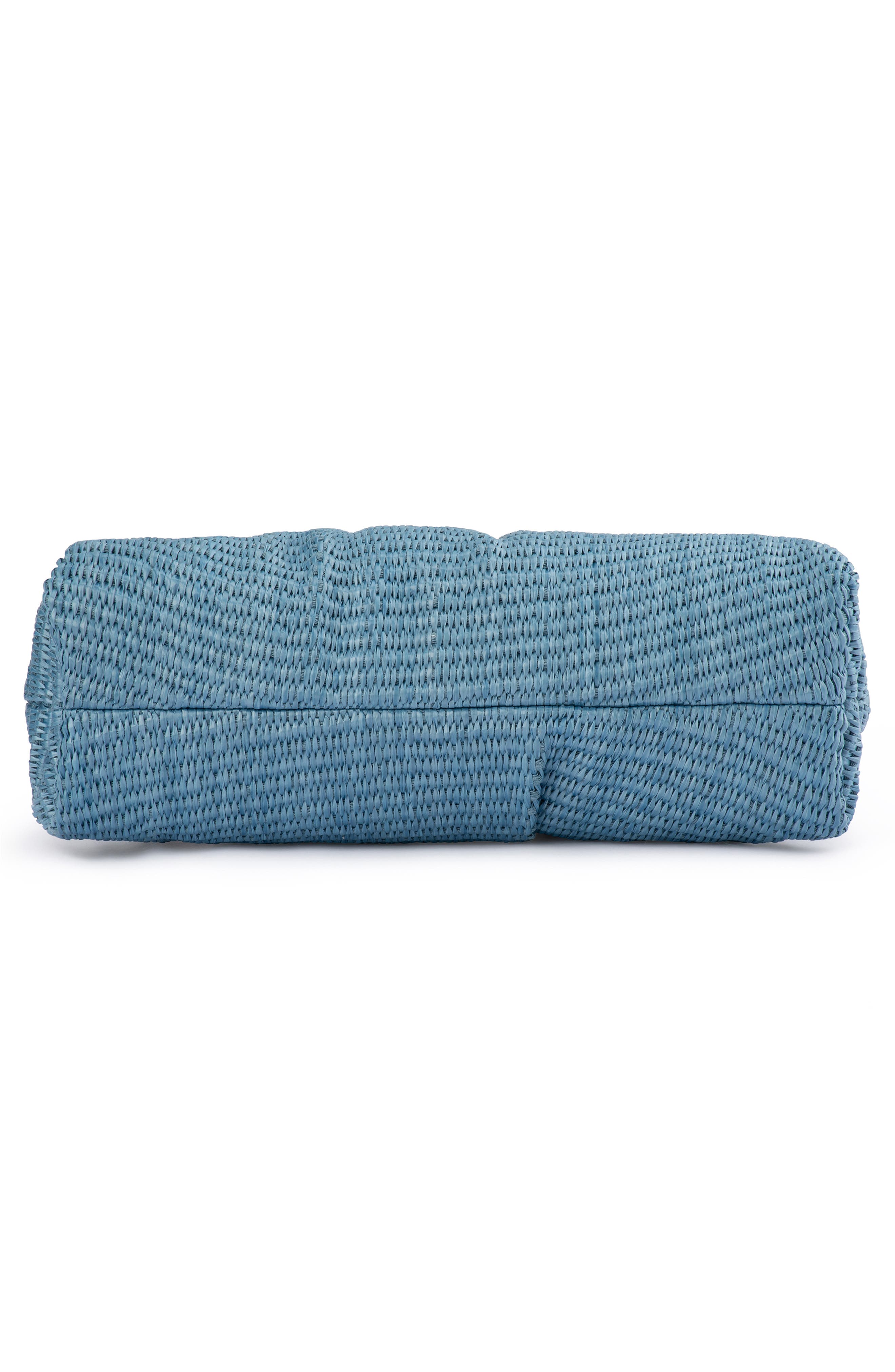 Olga Berg Queenie Woven Gathered Frame Clutch, Alternate, color, Blue