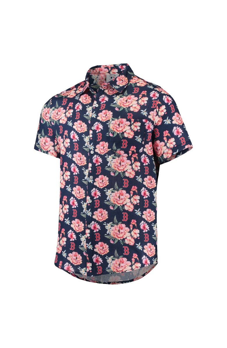 FOCO Men's FOCO Navy Boston Red Sox Floral Linen Button-Up Shirt, Alternate, color, 