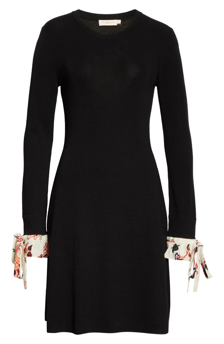 Tory Burch Woven Cuff Long Sleeve Sweater Dress, Alternate, color, 