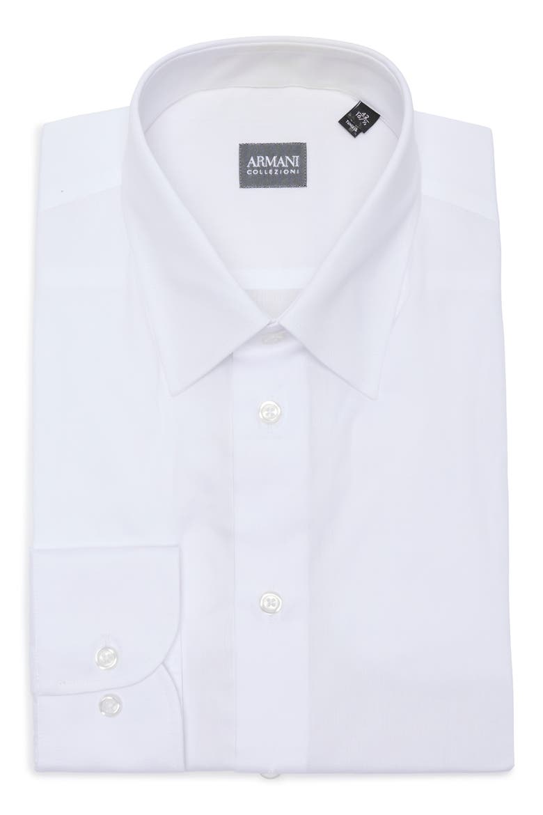 Solid Cotton Twill Dress Shirt, Alternate, color, SOLID WHITE