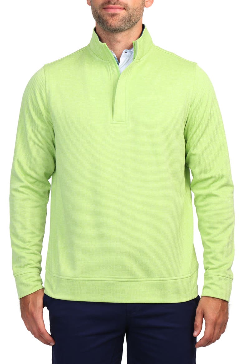 Luxe Performance Golf Fleece Quarter Zip Pullover, Main, color, AVOCADO
