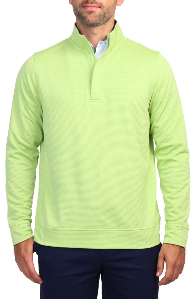 TailorByrd Luxe Performance Golf Fleece Quarter Zip Pullover, Main, color, Avocado