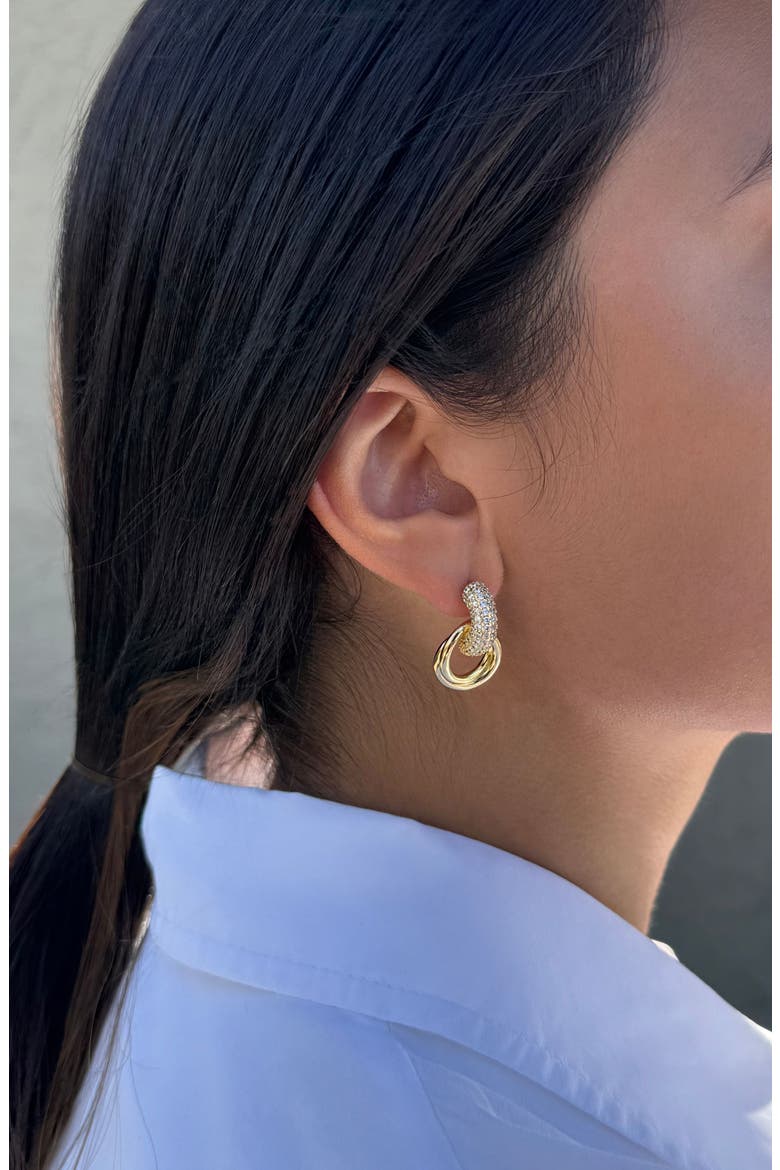 Tarnish Resistant Cubic Zirconia Knocker Earrings, Alternate, color, GOLD