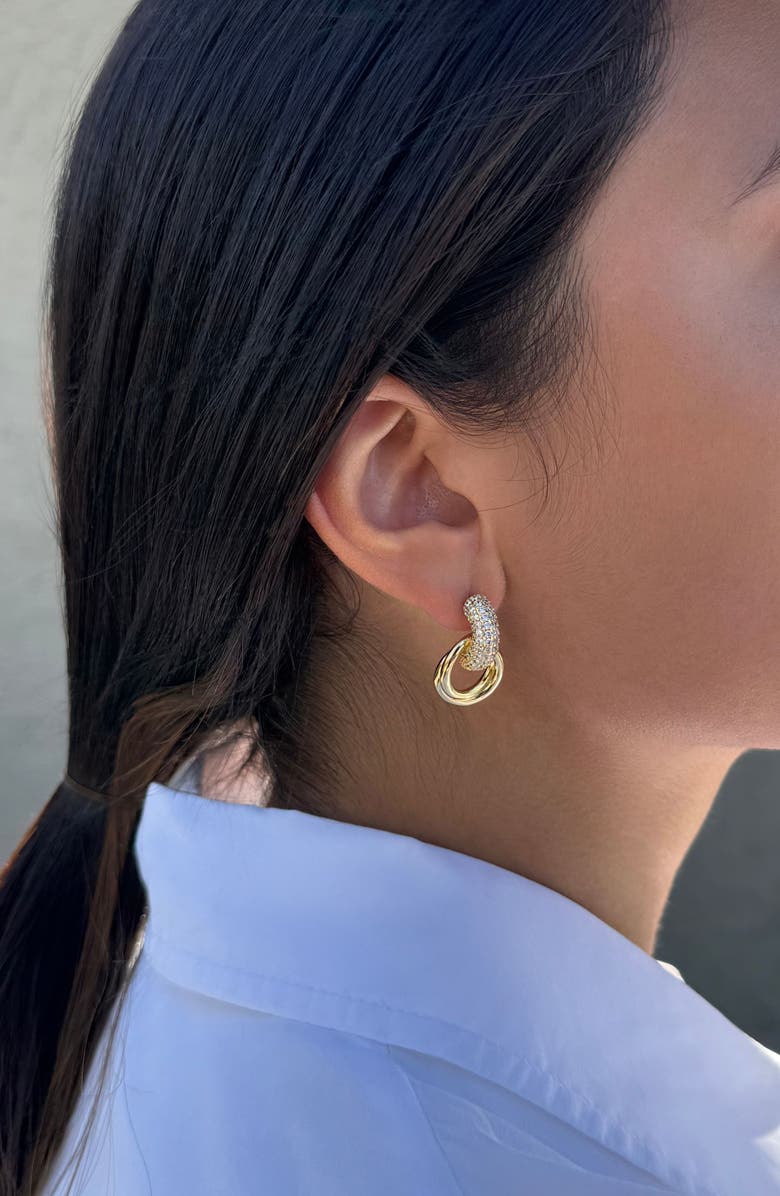 Adornia Tarnish Resistant Cubic Zirconia Knocker Earrings, Alternate, color, Gold