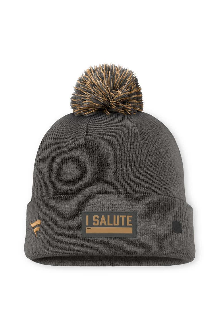 Men's Fanatics  Charcoal New York Rangers Authentic Pro Military Appreciation Cuffed Knit Hat with Pom, Alternate, color, Charcoal
