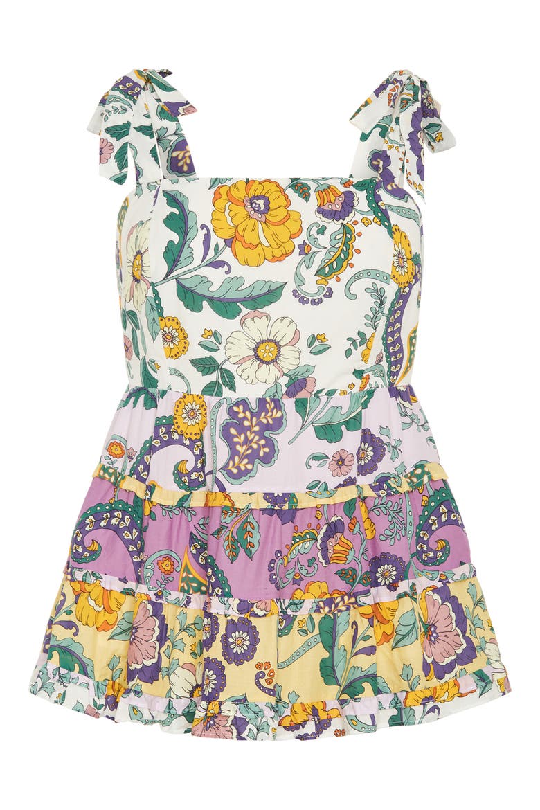 Cleo Smocked Tie Shoulder Top, Alternate, color, JACARANDA SPLICE