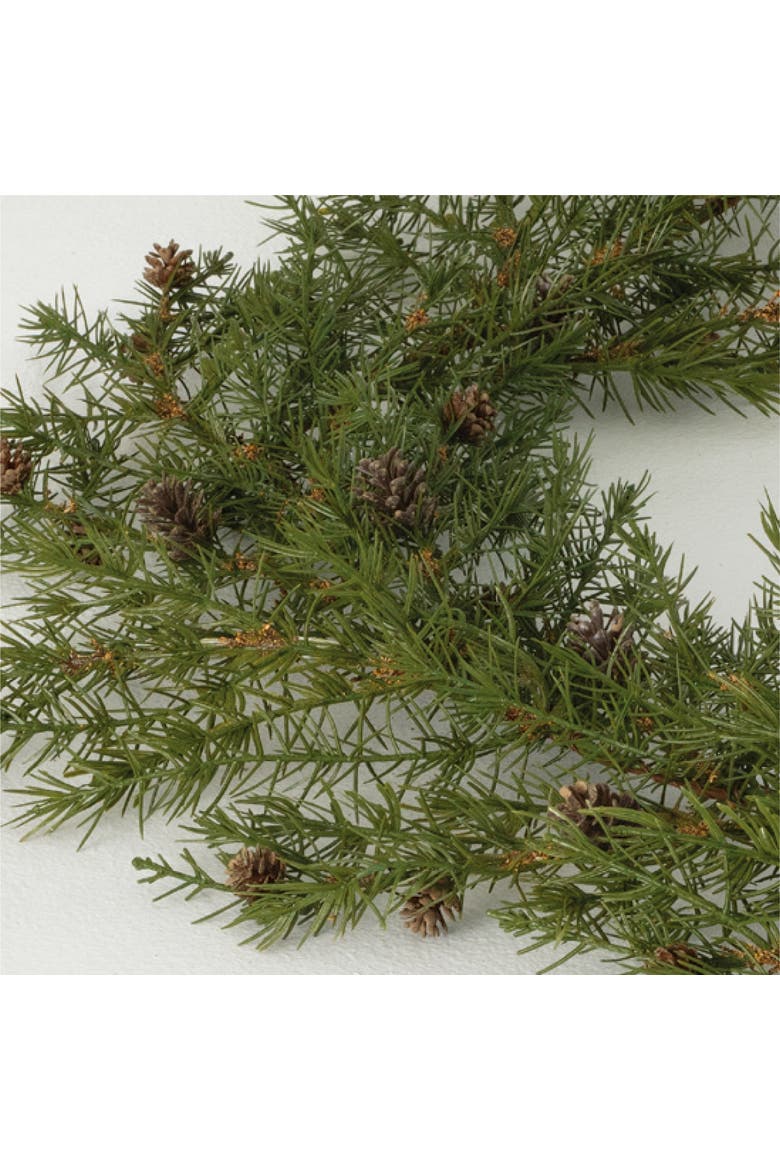 Sullivan's Christmas Cedar Garland, Dark Green Faux Floral Decor for Crafting, Weddings, Home and Holiday Decoration, 3 Inch, Main, color, Green