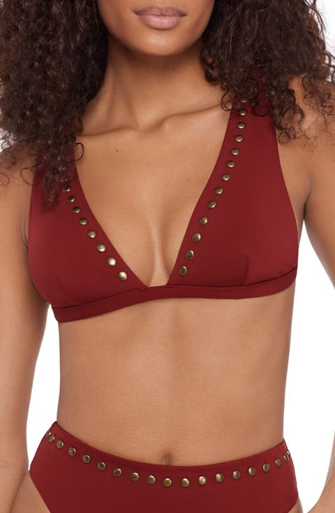 Studded Triangle Bikini Top