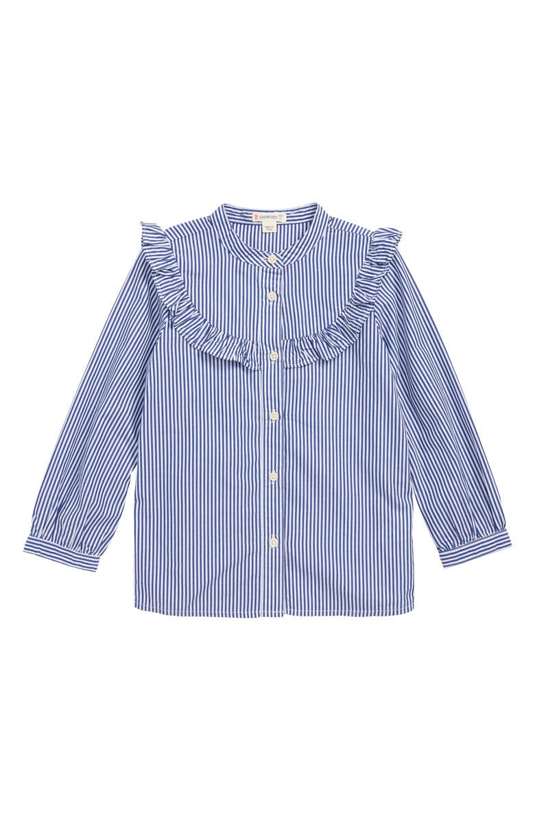 crewcuts by J.Crew Stripe Ruffle Trim Shirt, Main, color, 