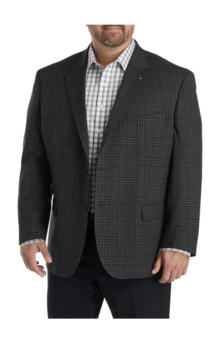 Oak Hill by DXL Big & Tall Tonal Plaid Sport Coat, Main, color, Black
