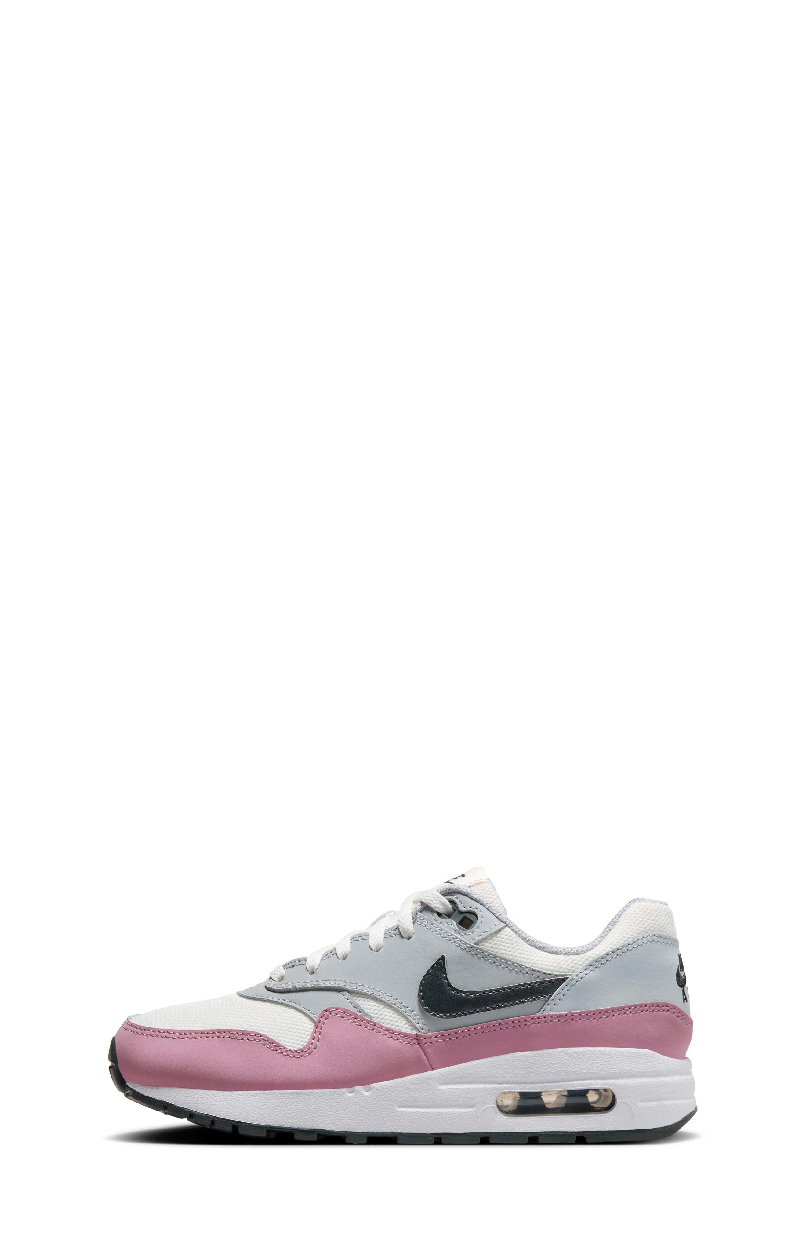 Nike Kids' Air Max 1 Sneaker, Alternate, color, Summit White/ Wolf Grey/ Grey
