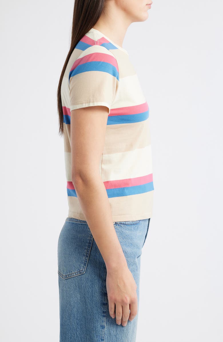 THE GREAT. The Little Stripe Cotton T-Shirt, Alternate, color, Study Hall Stripe