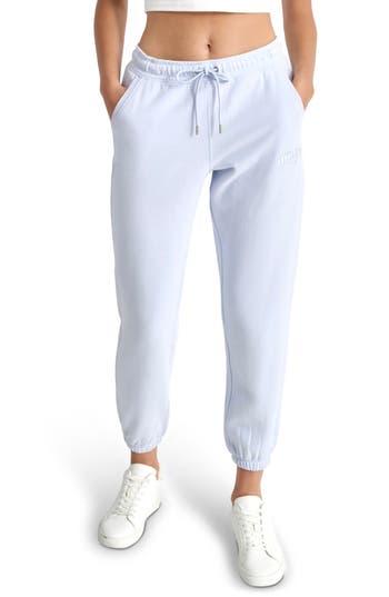 Dkny Varsity Embroidered Logo Relaxed Fit Fleece Joggers In Rain
