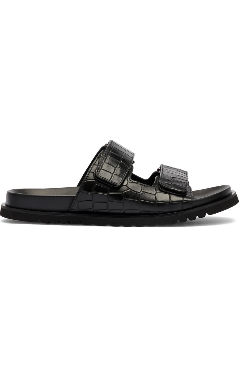 MARC NOLAN Monaco Croc Embossed Leather Slide Sandal, Alternate, color, Black Croc