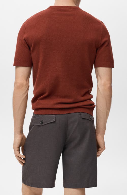 Mango Fine Knit Short Sleeve Sweater In Brown
