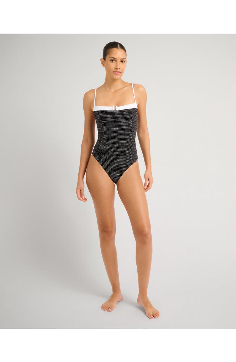 Onia Micro Polka Dot Melanie One Piece, Main, color, Black/White