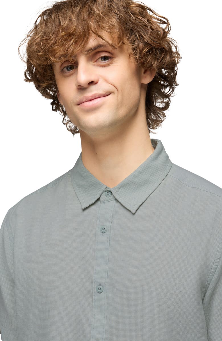 prAna Lindores Hemp Blend Short Sleeve Button-Up Shirt, Alternate, color, Saltwater