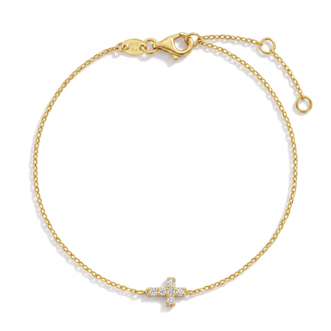 CZ Cross Girls Plated Bracelet