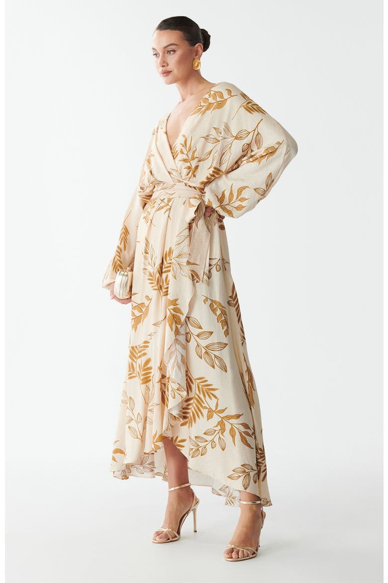 Julia Midi Dress, Alternate, color, Golden Palms