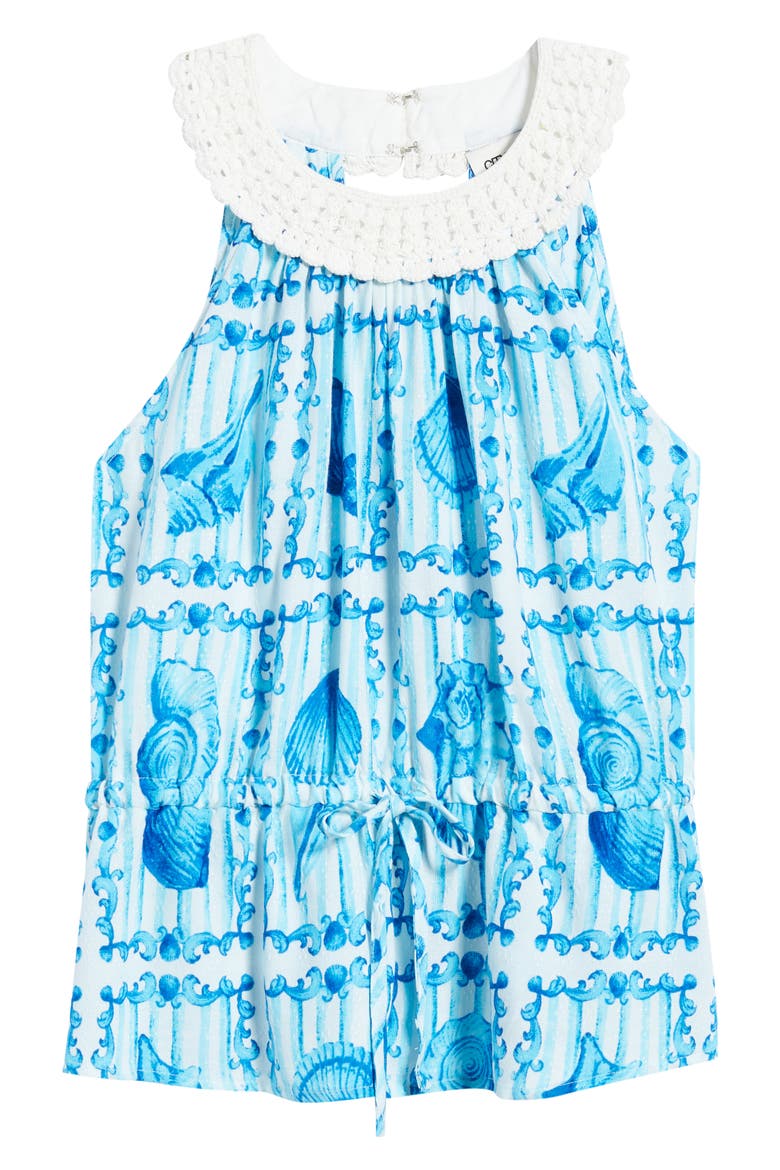 Seashell Print Sleeveless Top, Alternate, color, BLUE MULTI