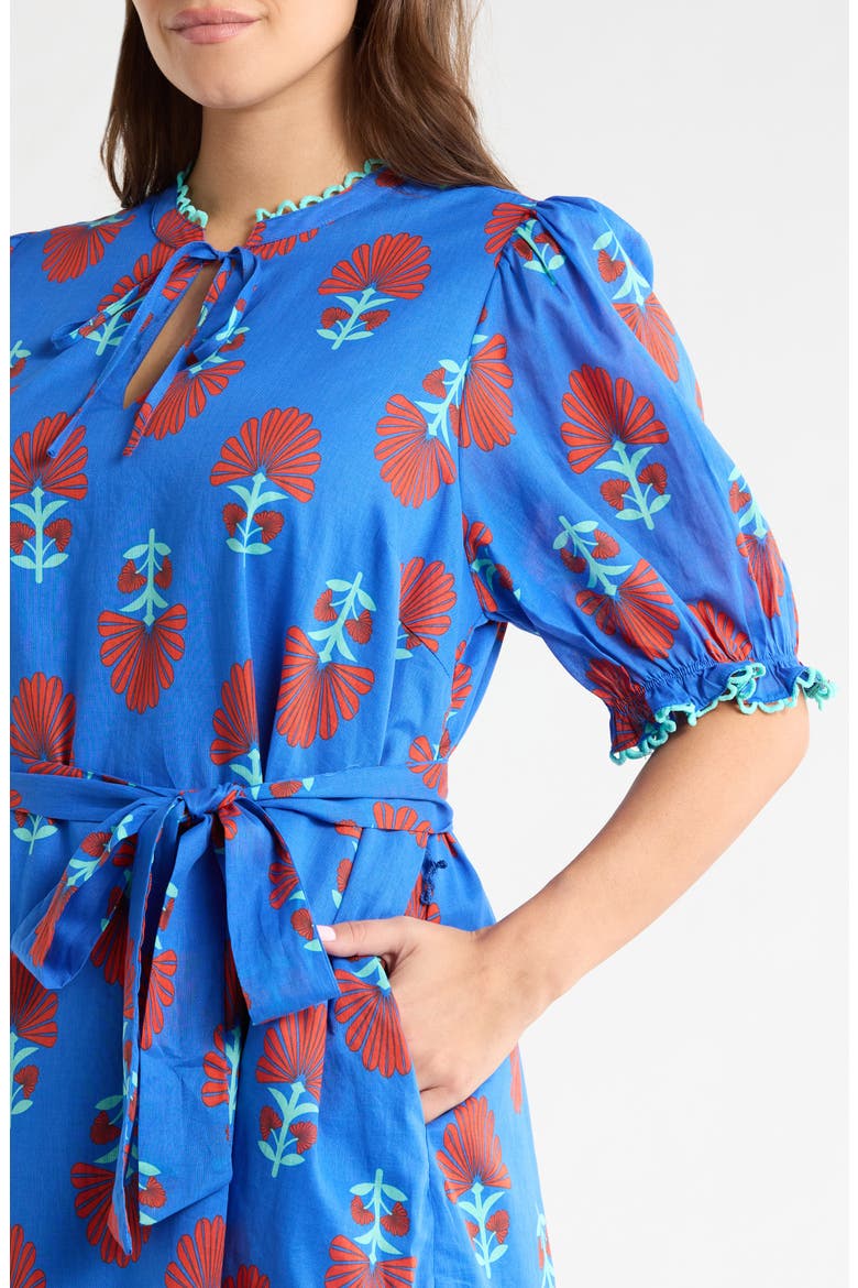Lenira Floral Negin Split Neck Minidress, Alternate, color, BLUE-RED
