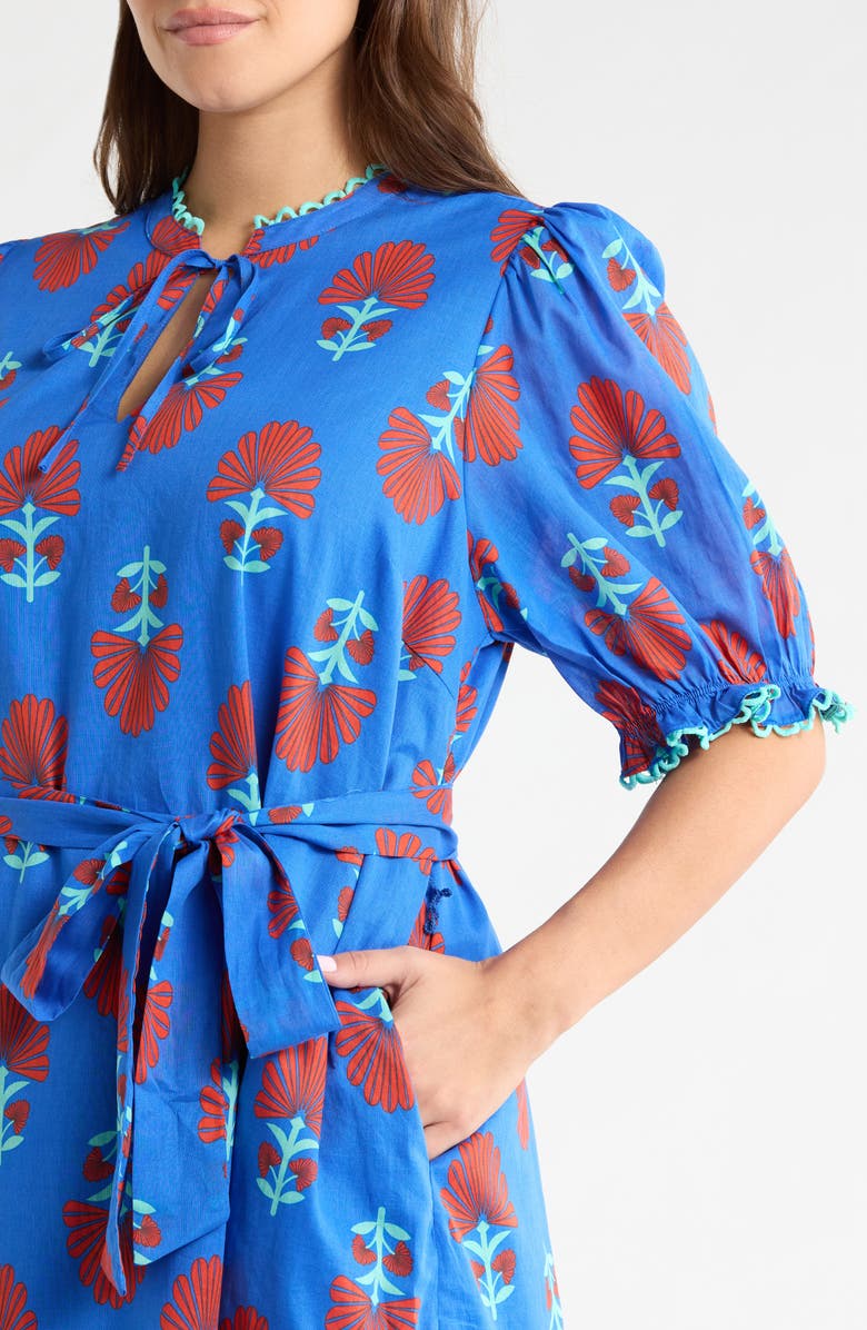 SUGARLIPS Lenira Floral Negin Split Neck Minidress, Alternate, color, Blue-Red