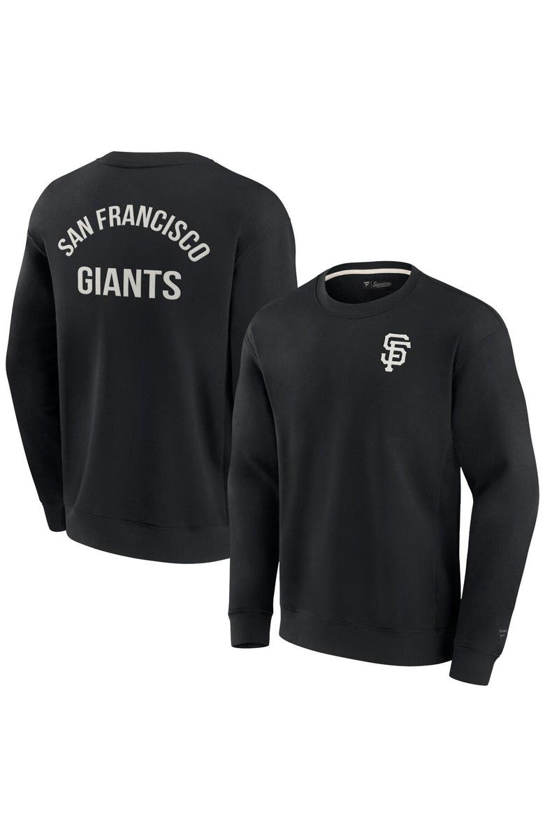 Fanatics Signature Unisex Fanatics Signature Black San Francisco Giants Super Soft Pullover Crew Sweatshirt, Main, color, Black