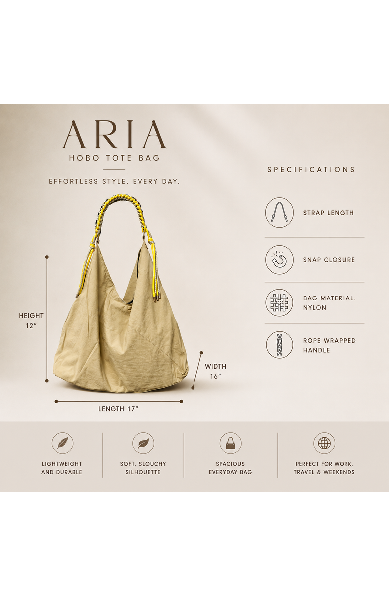 Youzey The Aria Hobo Tote, Alternate, color, Beige