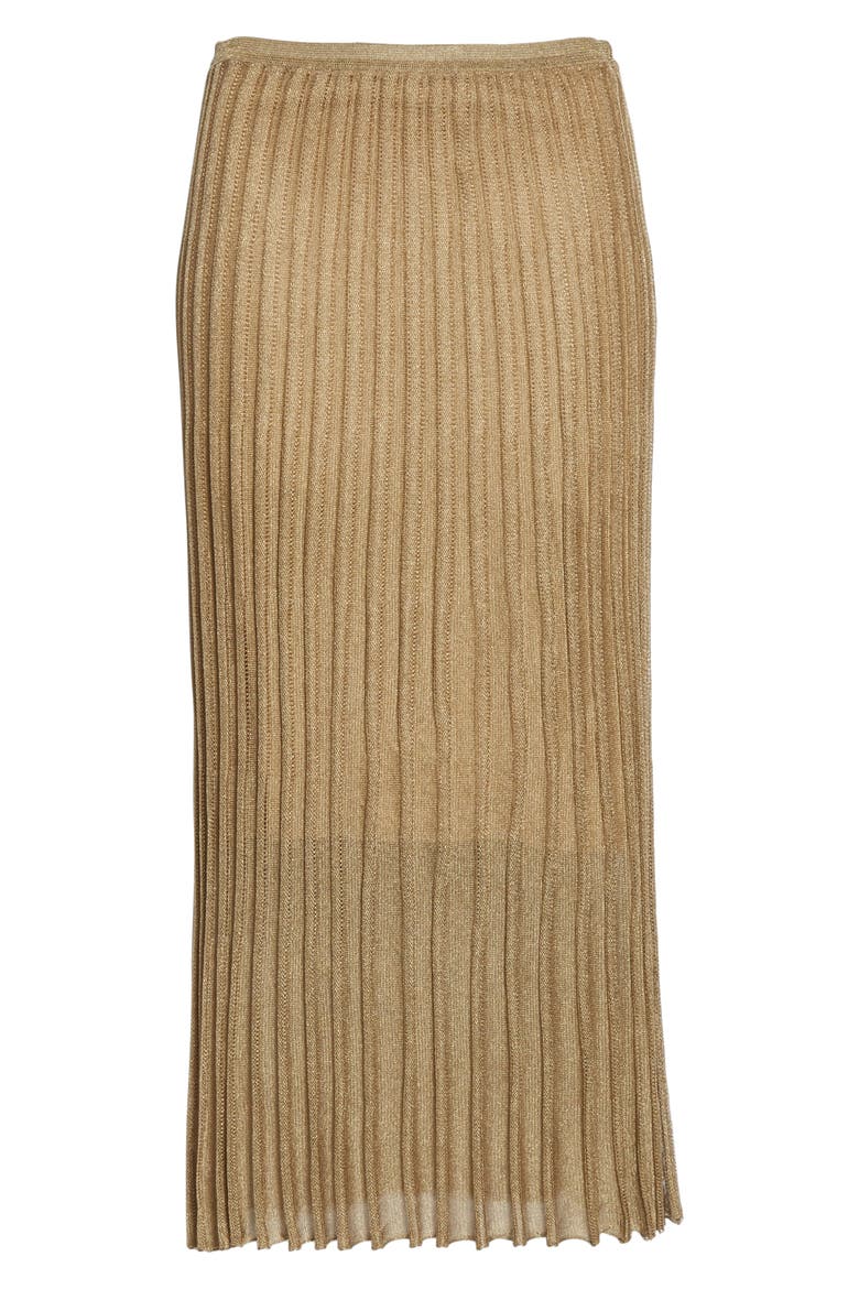 Pleated Metallic Knit Skirt, Alternate, color, BRONZE