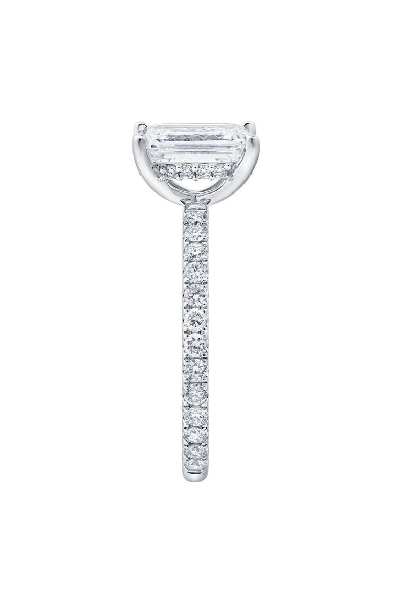 Diadem 14K White Gold Emerald Cut Lab Grown Diamond Hidden Halo Engagement Ring - 2 ctw, Alternate, color, 14K White Gold