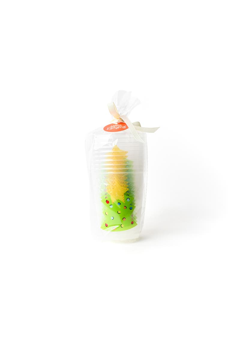 Tree Frosted Cups Set of 10, Alternate, color, Green