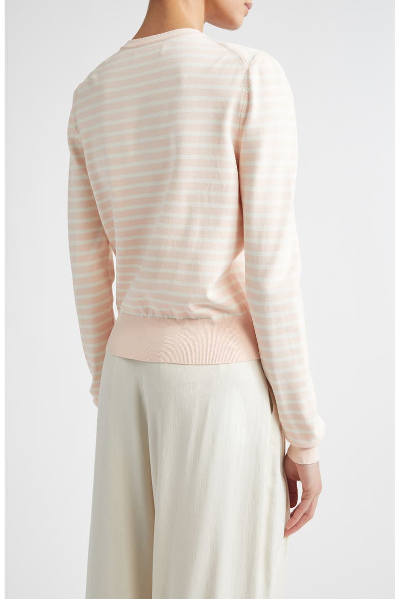 Rose Appliqué Stripe Cardigan, Alternate, color, BLUSH MULTI
