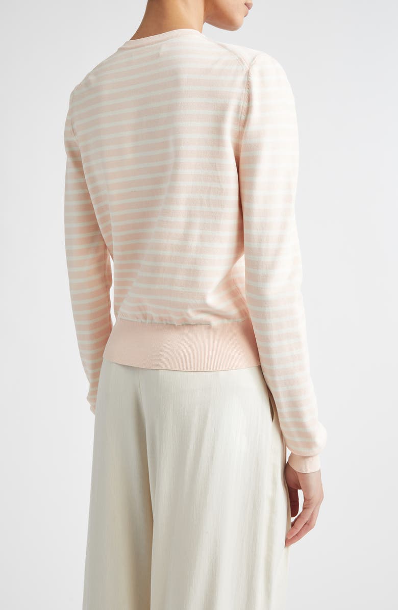 Lela Rose Rose Appliqué Stripe Cardigan, Alternate, color, Blush Multi