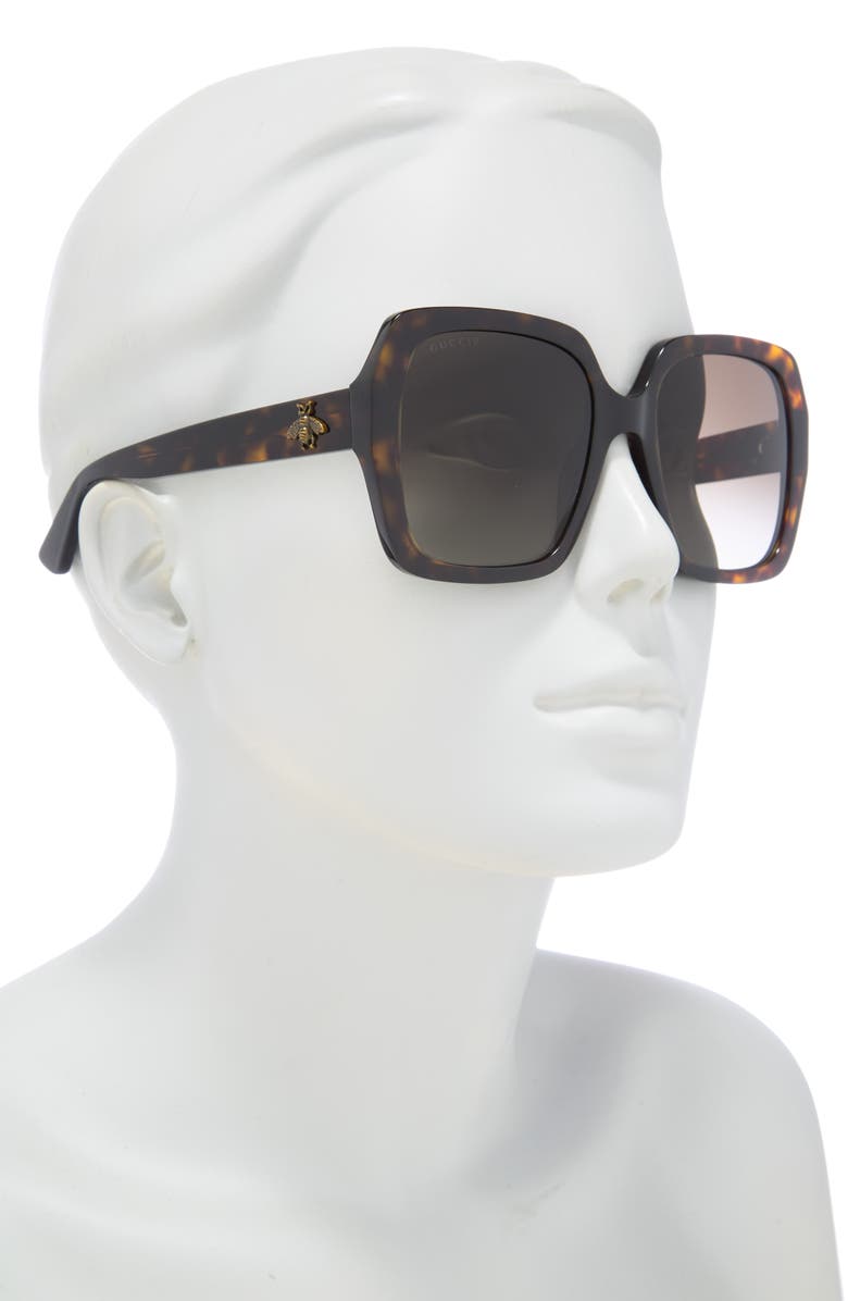 Gucci Core 54mm Square Sunglasses, Alternate, color, Shiny Dark Havana
