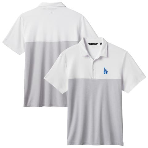 Men's TravisMathew White/Gray Los Angeles Dodgers Home Run Leader Tri-Blend Polo
