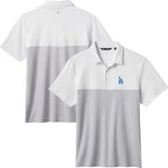 TravisMathew Men's TravisMathew White/Gray Los Angeles Dodgers Home Run Leader Tri-Blend Polo