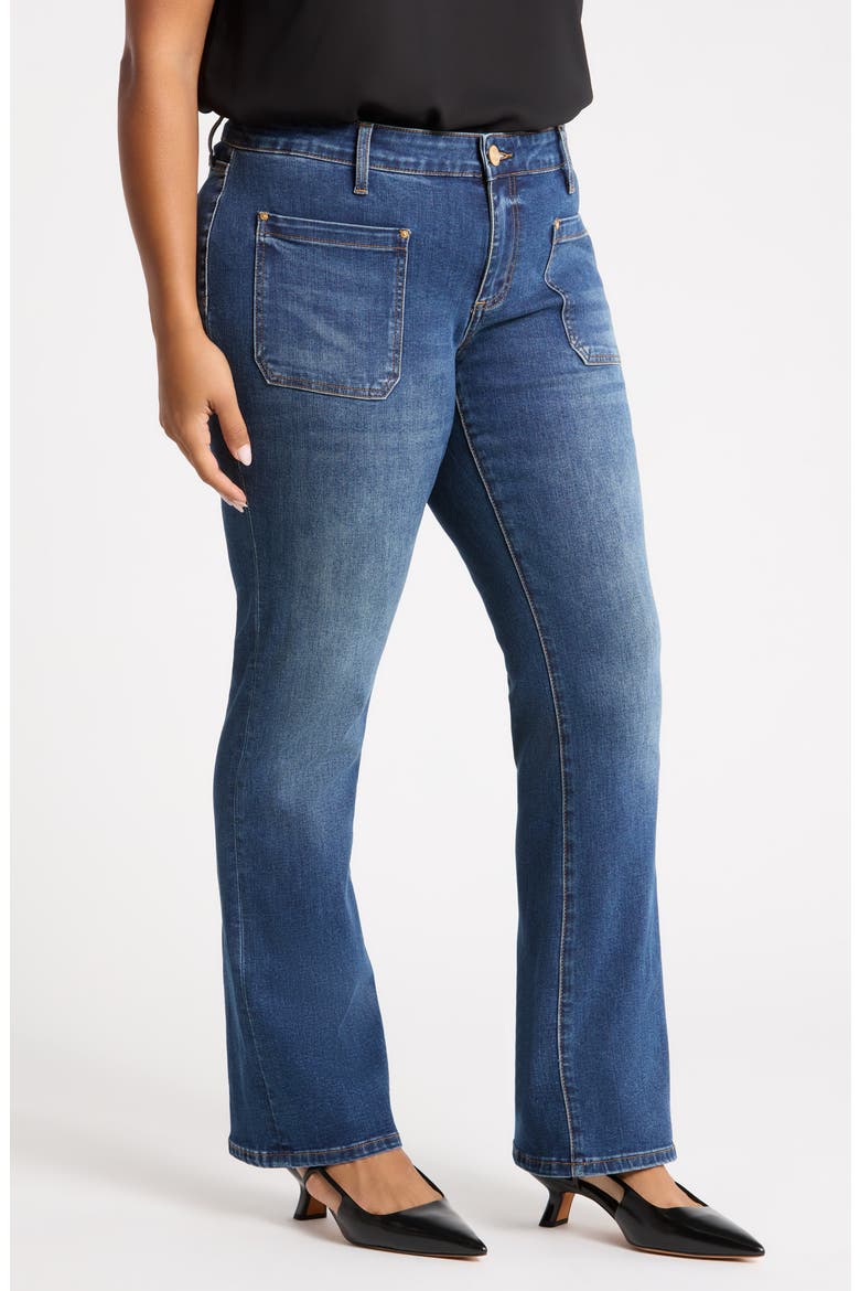 Natalie Patch Pocket Mid Rise Flare Jeans, Alternate, color, CHAMP