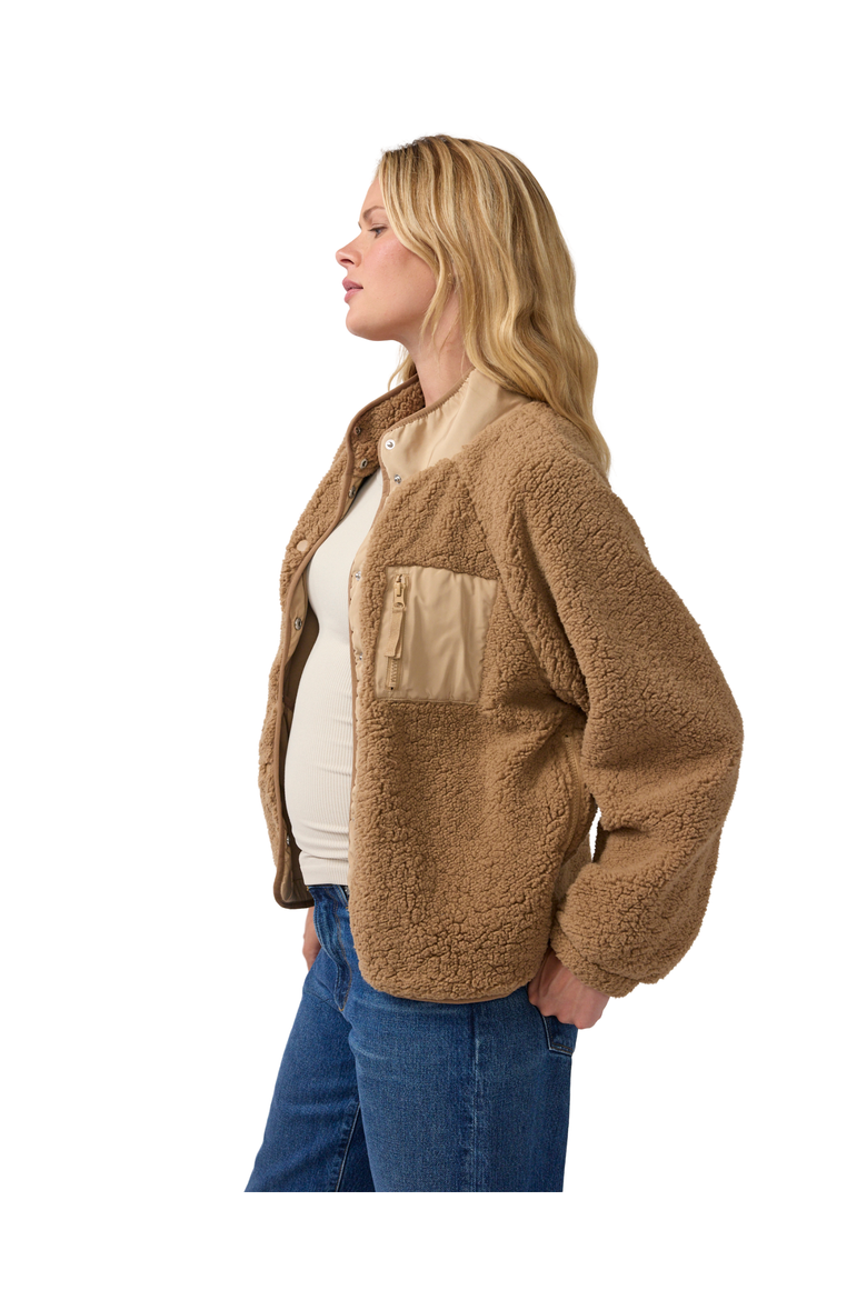 Relaxed Raglan Sleeve Maternity Jacket, Alternate, color, Sand