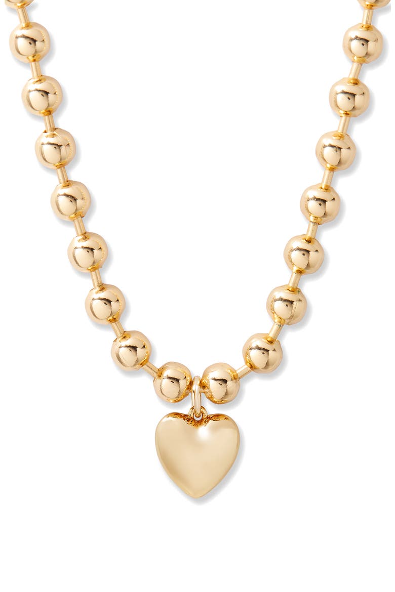 Ruby Heart Pendant Necklace, Main, color, GOLD