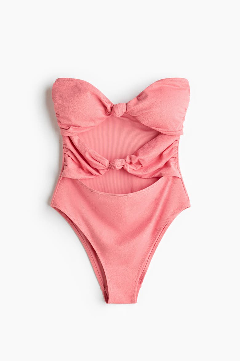Padded-cup Bandeau Swimsuit, Alternate, color, Pink