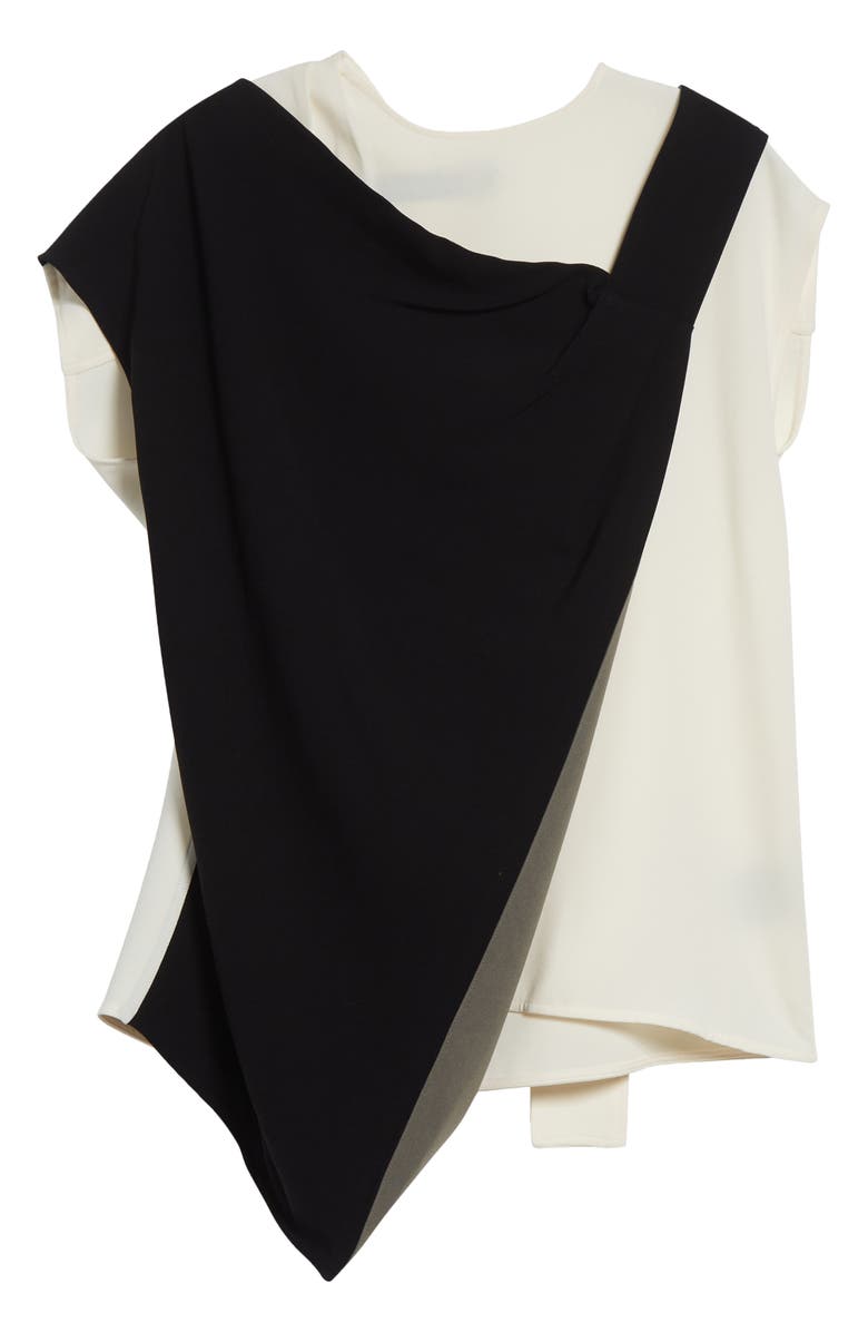 Proenza Schouler Elsa Asymmetric Double Crepe Top, Main, color, Black Multi