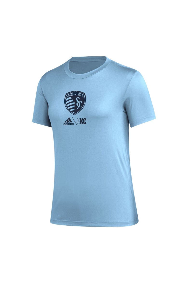 Women's adidas Light Blue Sporting Kansas City AEROREADY Club Icon T-Shirt, Alternate, color, Light Blue