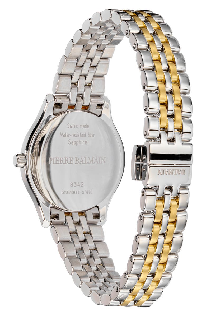Balmain Beleganza Diamond & Mother-of-Pearl Bracelet Watch, 27.5mm, Alternate, color, Mop/ Two Tone