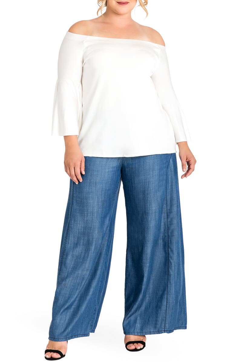 Standards & Practices Perry Tencel<sup>®</sup> Denim Palazzo Pants, Alternate, color, Almost Rinsed