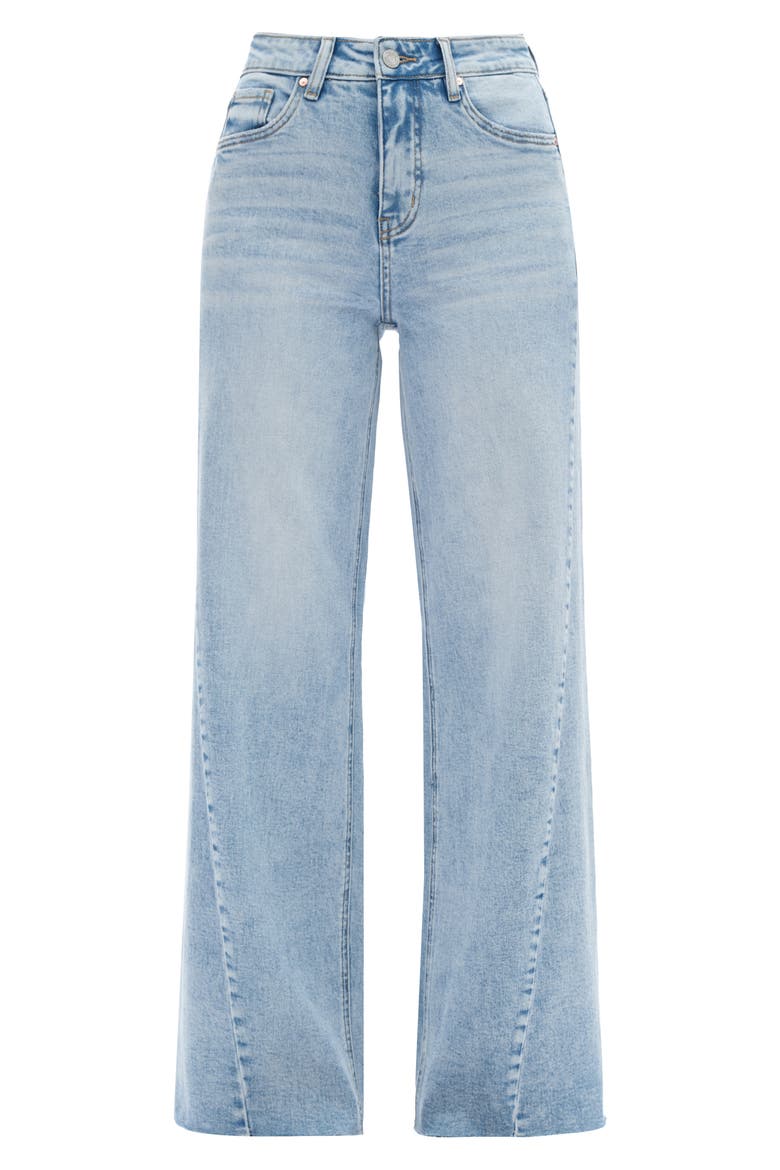 High Waist Raw Hem Wide Leg Jeans, Alternate, color, LIGHT BLUE